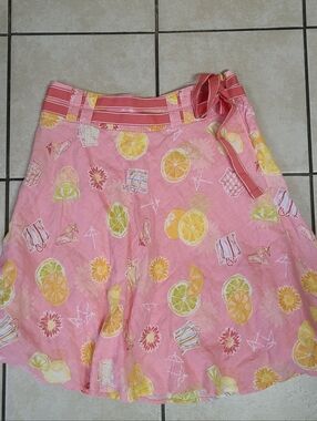 Liz Claiborne Pink Citrus Print Circle Skirt